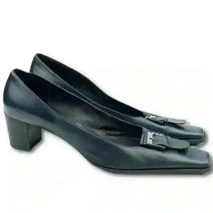 Massimo heels size 42 navy blue Italian leather